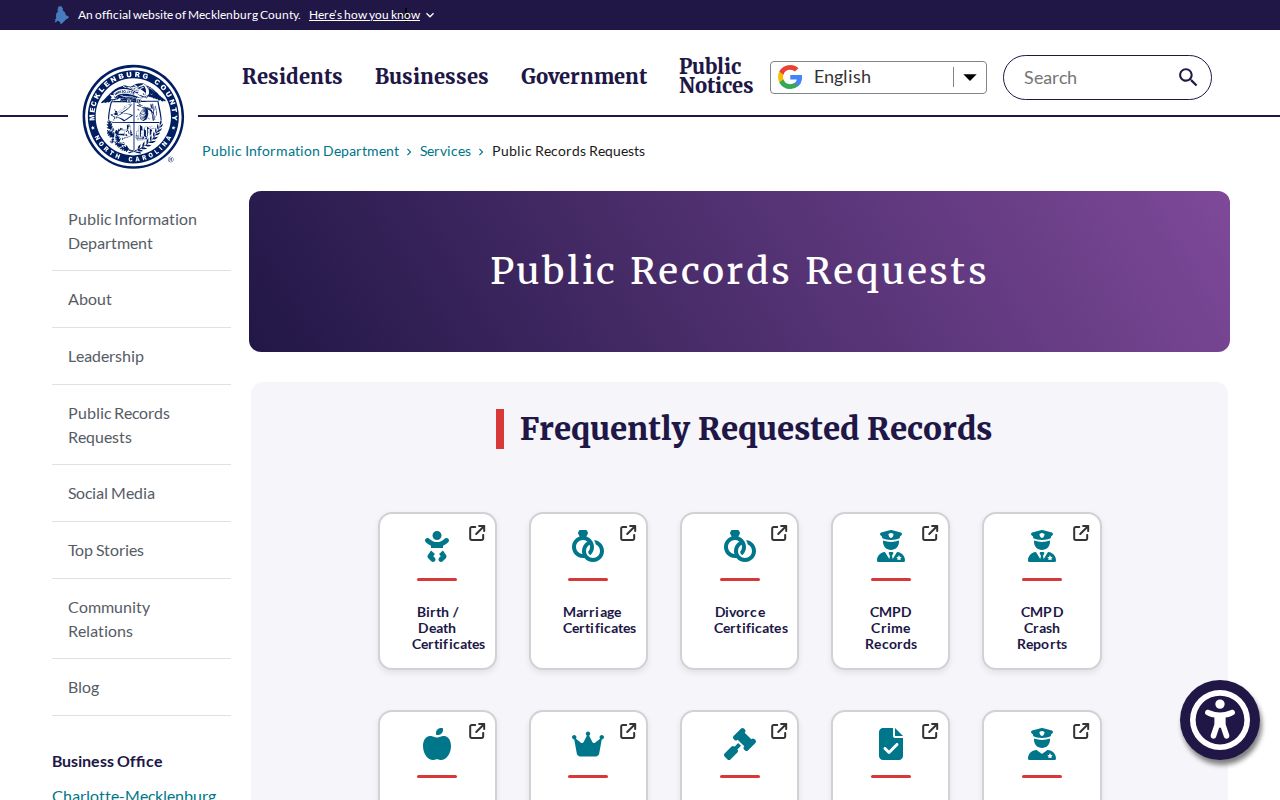 Huntersville public records county request portal