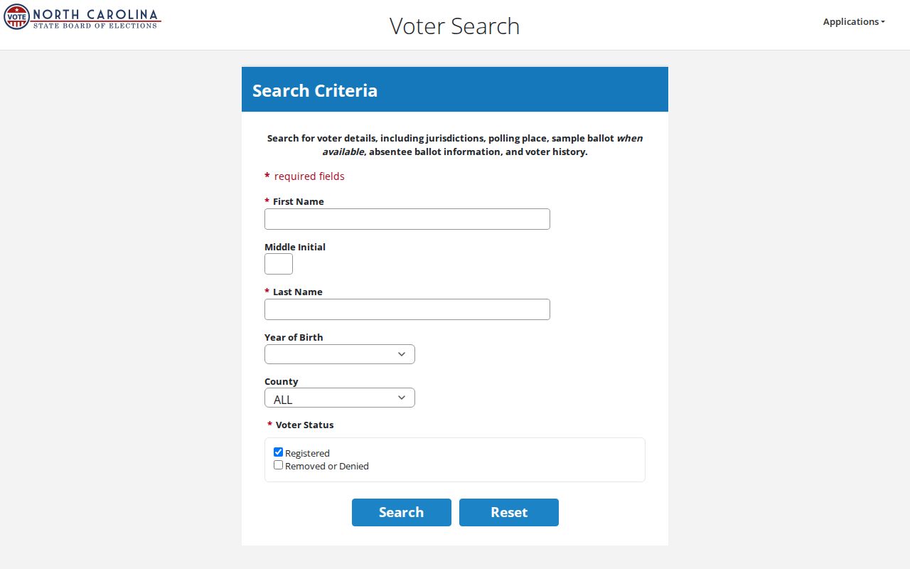 Huntersville voter records lookup search fields